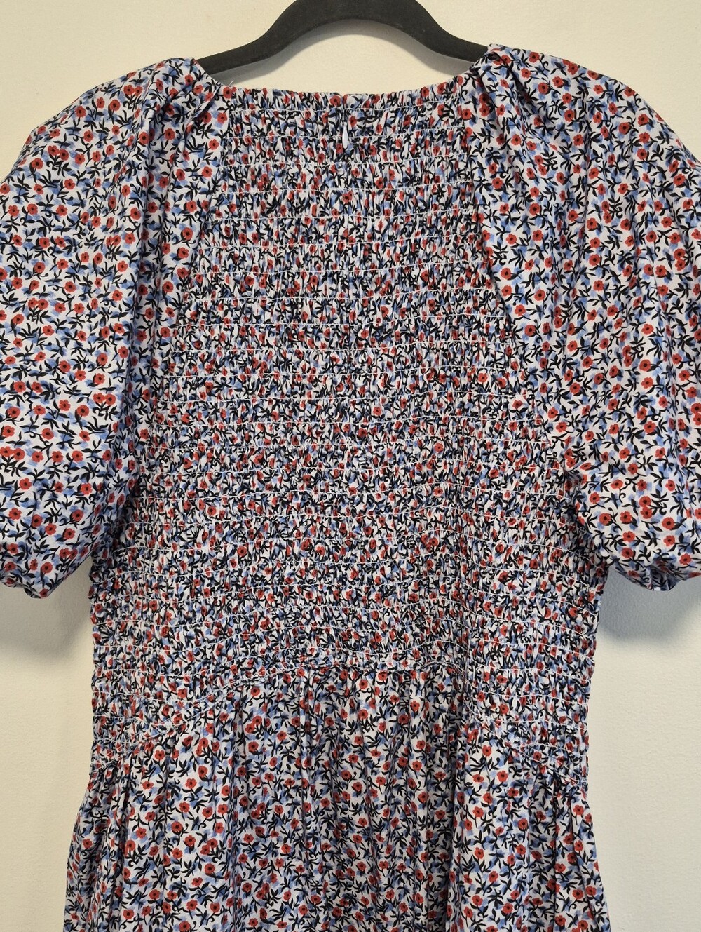 J. Crew Meadow Midi Dress Cotton Poplin Floral Smocked Puff Sleeves Size XL - Picture 10 of 14